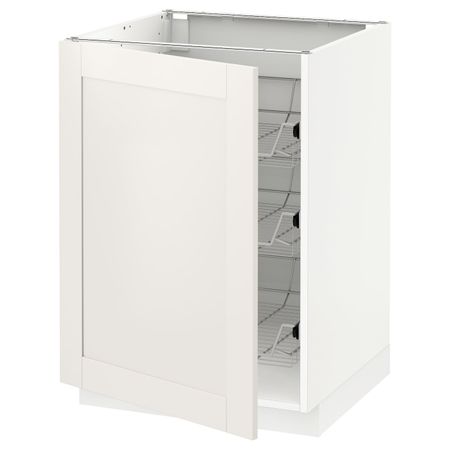 Напольный шкаф с проволочные ящиками, белый/Сэведаль белый 60x60 см IKEA METOD МЕТОД 392.231.13