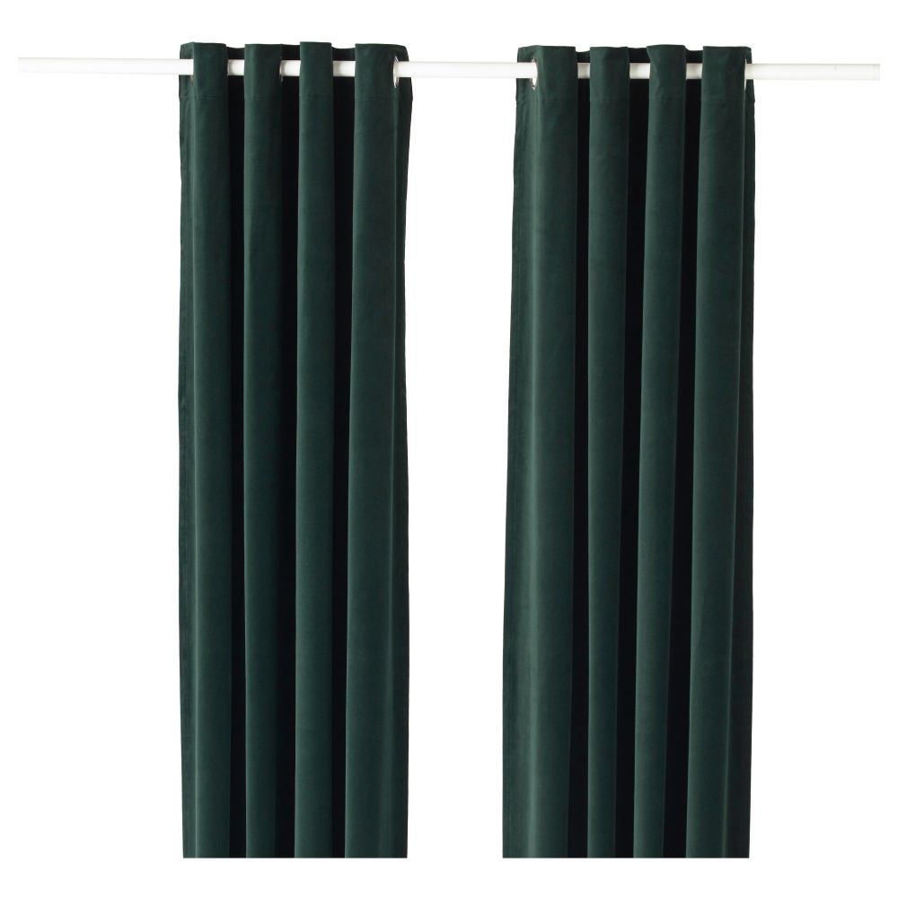 Гардины, 1 пара САНЕЛА, темно-зеленый (140x300 см) - схема-чертеж с размерами