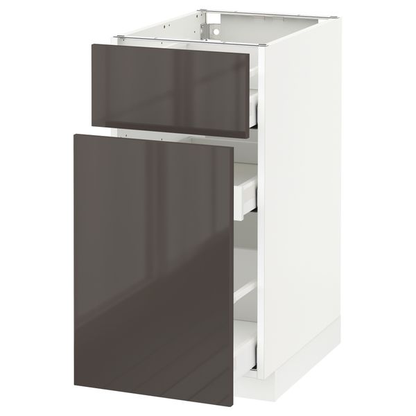 Напольный шкаф, выдвижной секцией, ящик МЕТОД / МАКСИМЕРА, белый, Рингульт серый - схема-чертеж с размерами