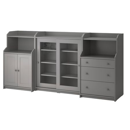 Комбинация для хранения, серый 244x46x116 см IKEA HAUGA ХАУГА 593.887.11