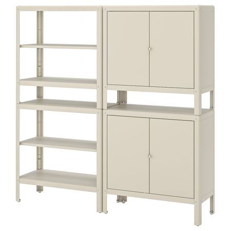 Стеллаж с 2 шкафчиками, бежевый 161x37x161 см IKEA KOLBJÖRN КОЛЬБЬЁРН 292.916.35