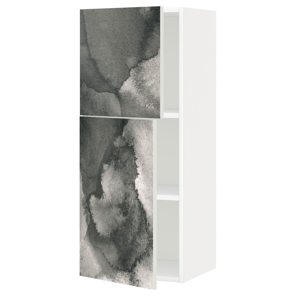 Навесной шкаф с полками, 2 дверцы МЕТОД, белый - схема-чертеж с размерами