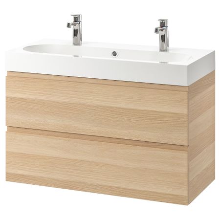 Шкаф для раковины с 2 ящиками, 100x48x68 cm IKEA BRÅVIKEN БРОВИКЕН, GODMORGON ГОДМОРГОН 592.925.01