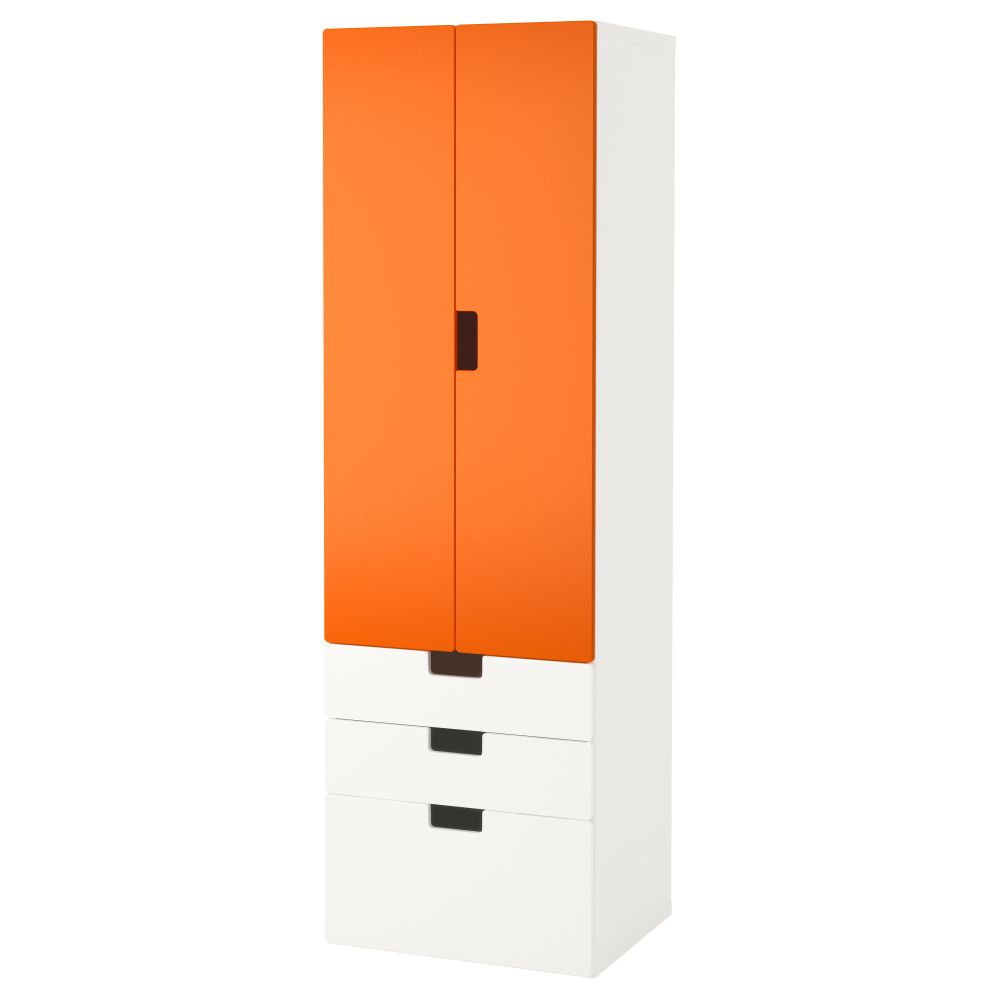 Комбинация для хранения с дверцами, ящиками СТУВА, белый, оранжевый (60x50x192 см) - фото 1