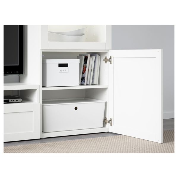 Шкаф для ТВ, комбинированный, стекляные дверцы БЕСТО, Ханвикен, Синдвик белый прозрачное стекло (240x40x128 см) - фото 3