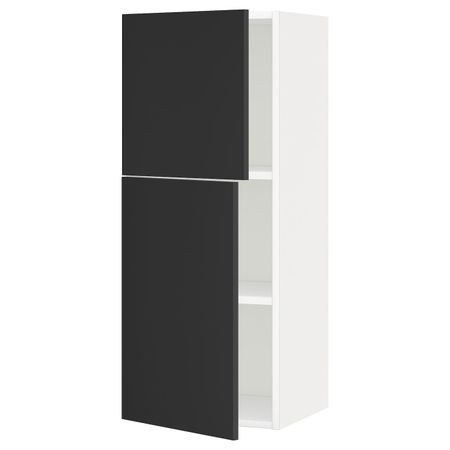 Навесной шкаф с полками/2дверцы, белый/Юдевалла антрацит 40x100 см IKEA METOD МЕТОД 692.403.90