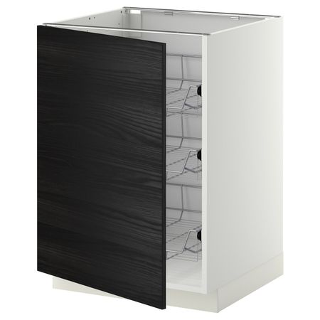 Напольный шкаф с проволочные ящиками, белый, Тингсрид черный 60x60 см IKEA МЕТОД 392.244.95