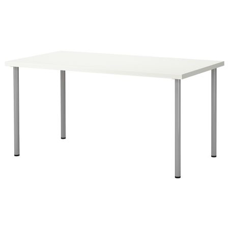 Стол ЛИННМОН / АДИЛЬС, белый, серебристый (150x75 см)