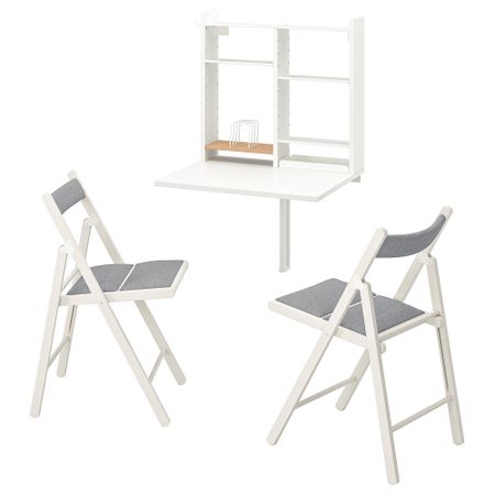 Стол и 2 стула, белый белый, Knisa светло-серый IKEA TERJE ТЕРЬЕ, NORBERG НОРБЕРГ 294.813.29