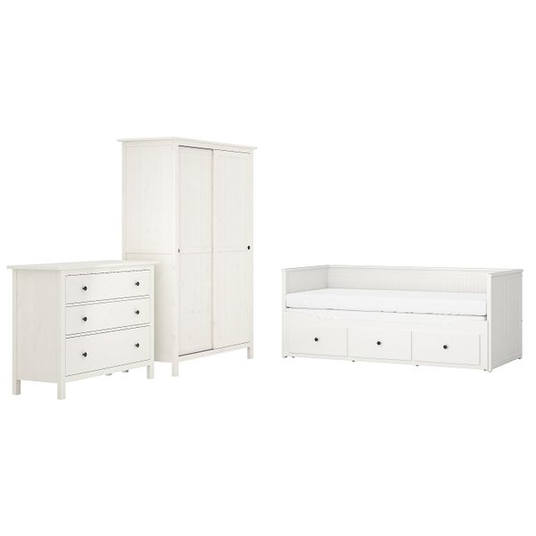 Комплект мебели для/спальни, 3 предм., белая морилка 80x200 см IKEA HEMNES ХЕМНЭС 094.880.01 - фото 1