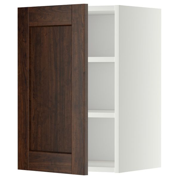 Шкаф навесной с полкой, белый/Эдсерум коричневый 40x60 см IKEA METOD МЕТОД 892.266.42 - схема-чертеж с размерами