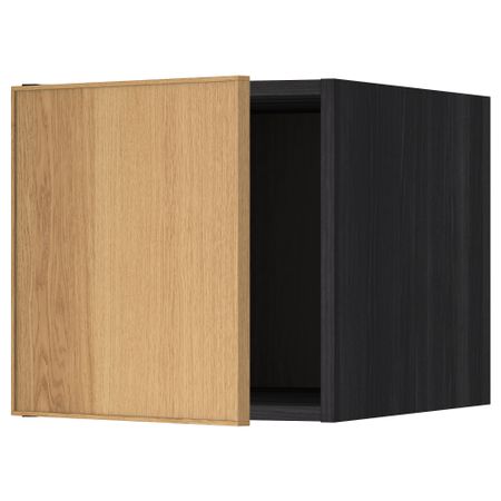 Верхний шкаф МЕТОД, черный, Экестад дуб (40x40 см)