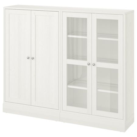 Комбинация для хранения с стеклянная двр, белый 162x37x134 см IKEA HAVSTA ХАВСТА 292.660.61