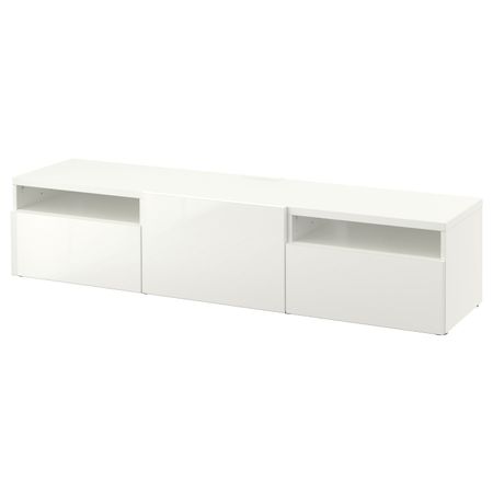 Тумба под ТВ, белый, Сельсвикен глянцевый/белый, 180x40x38 см IKEA БЕСТО 792.503.45
