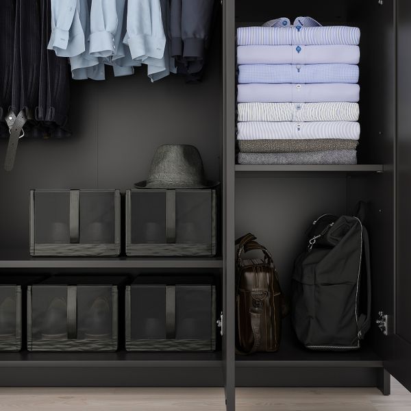 Шкаф платяной 3-дверный, черный 117x190 см IKEA BRIMNES БРИМНЭС 004.121.24 - фото 5