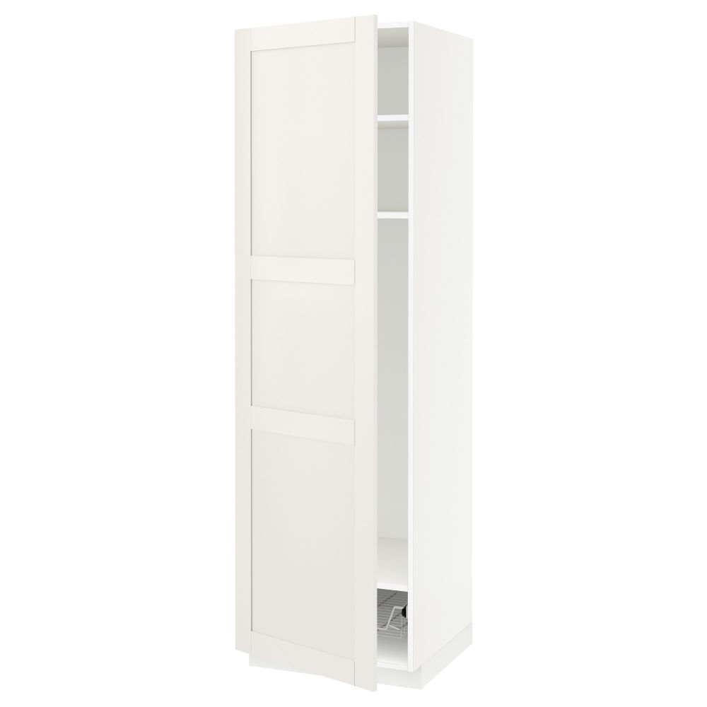 Высокий шкаф с полками, проволочной корзиной МЕТОД, белый, Сэведаль белый - схема-чертеж с размерами