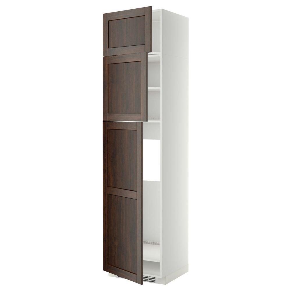 Высокий шкаф для холодильника/3дверцы, белый/Эдсерум коричневый 60x60x240 см IKEA METOD МЕТОД 792.267.46 - схема-чертеж с размерами
