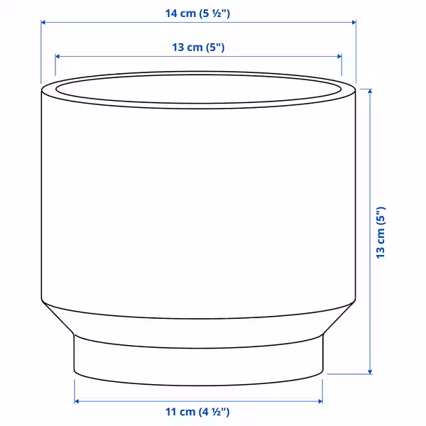 HONUNGSPALM ХОНУНГСПАЛМ Кашпо - д/дома/улицы/коричневый 12 см - схема-чертеж с размерами
