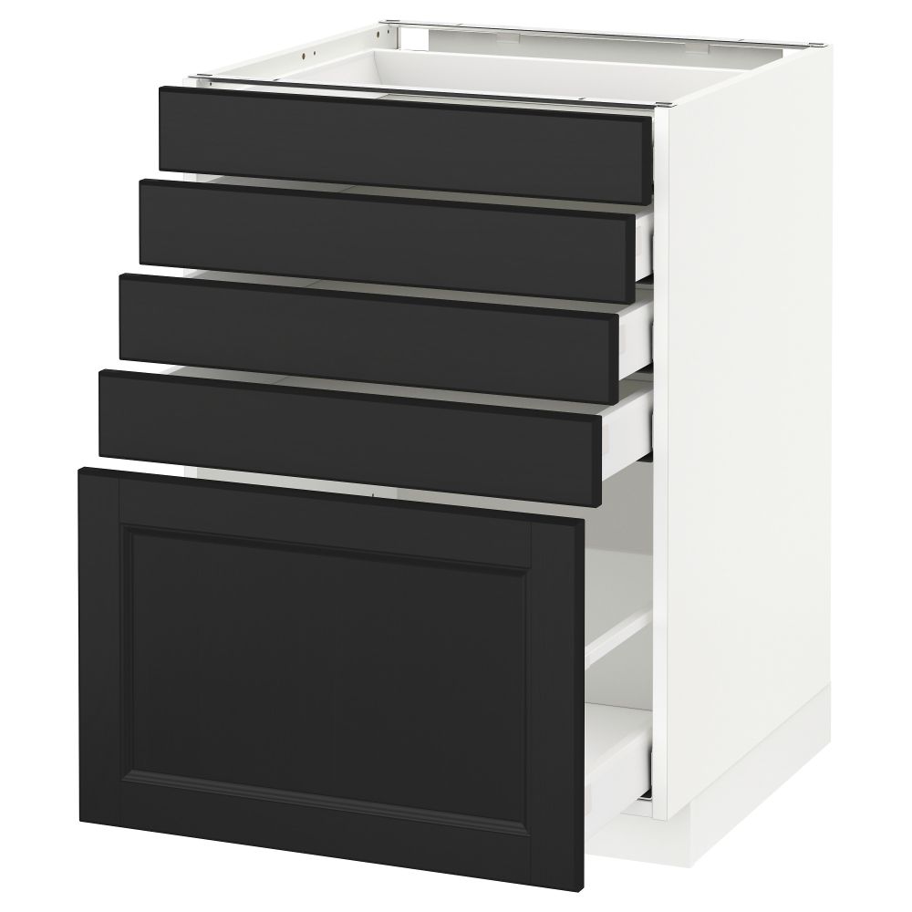Напольный шкаф с 5 ящиками МЕТОД / МАКСИМЕРА, белый, Лаксарби черно-коричневый - схема-чертеж с размерами