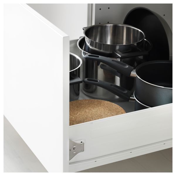 Высокий шкаф для духовки/СВЧ дверца, 3 ящика МЕТОД / ФОРВАРА, белый, Рингульт серый - фото 2