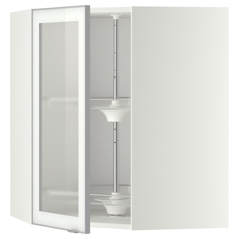 Угловой навесной шкаф с вращающейся секция, стеклянная дв, белый/Ютис матовое стекло 68x80 см IKEA METOD МЕТОД 092.384.13 - фото 1