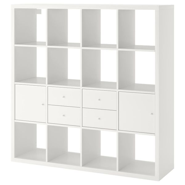 Стеллаж с 4 вставками, белый 147x147 см IKEA KALLAX КАЛЛАКС 792.783.30 - фото 1