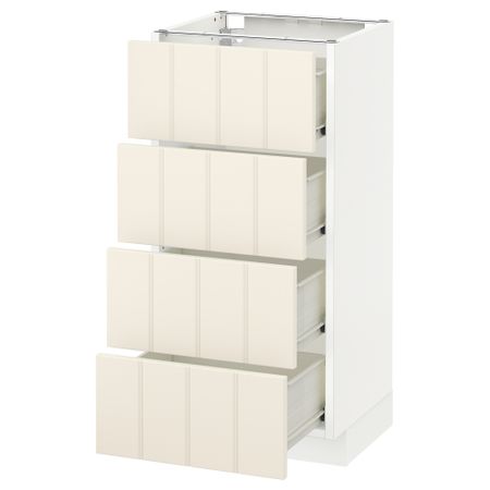 Напольный шкаф 4 фронтальных панели, 4 ящика МЕТОД / ФОРВАРА, белый, Хитарп белый с оттенком