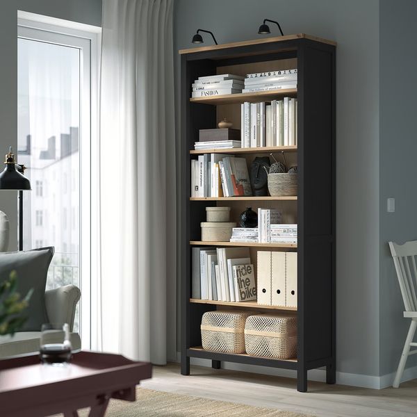 HEMNES Стеллаж - черно-коричневый/светло-коричневый 90x197 см - фото 4
