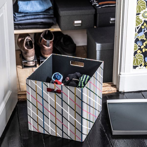 Коробка с крышкой, серый разноцветный/бумага 32x35x32 см IKEA TJENA ТЬЕНА 304.673.13 - фото 5