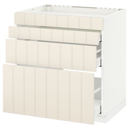 Напольный шкаф для духовки, 4фасада, 3 ящика МЕТОД / МАКСИМЕРА, белый, Хитарп белый с оттенком