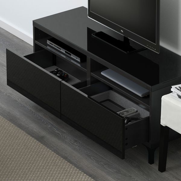 Тумба для ТВ с ящиками, 120x40x48 см, черно-коричневый, Selsviken глянцевый, черный IKEA BESTÅ БЕСТО 691.961.08 - фото 4