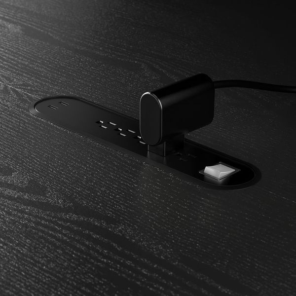 MITTZON МИТТЗОН Конференц-стол - круглой формы ясеневый шпон/черная морилка/чёрный 120x75 см - схема-чертеж с размерами