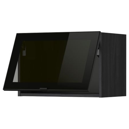 Горизонтальный навесной шкаф со стеклянной дверью МЕТОД, черный, Ютис дымчатое стекло