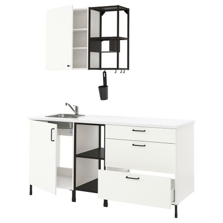 Кухня, антрацит, белый, 183x63.5x222 см IKEA BEGIVENHET БЕГИВЕНХЕТ 393.374.16