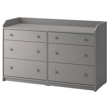 Комод с 6 ящиками, серый, 138x84 см IKEA HAUGA ХАУГА 604.592.36
