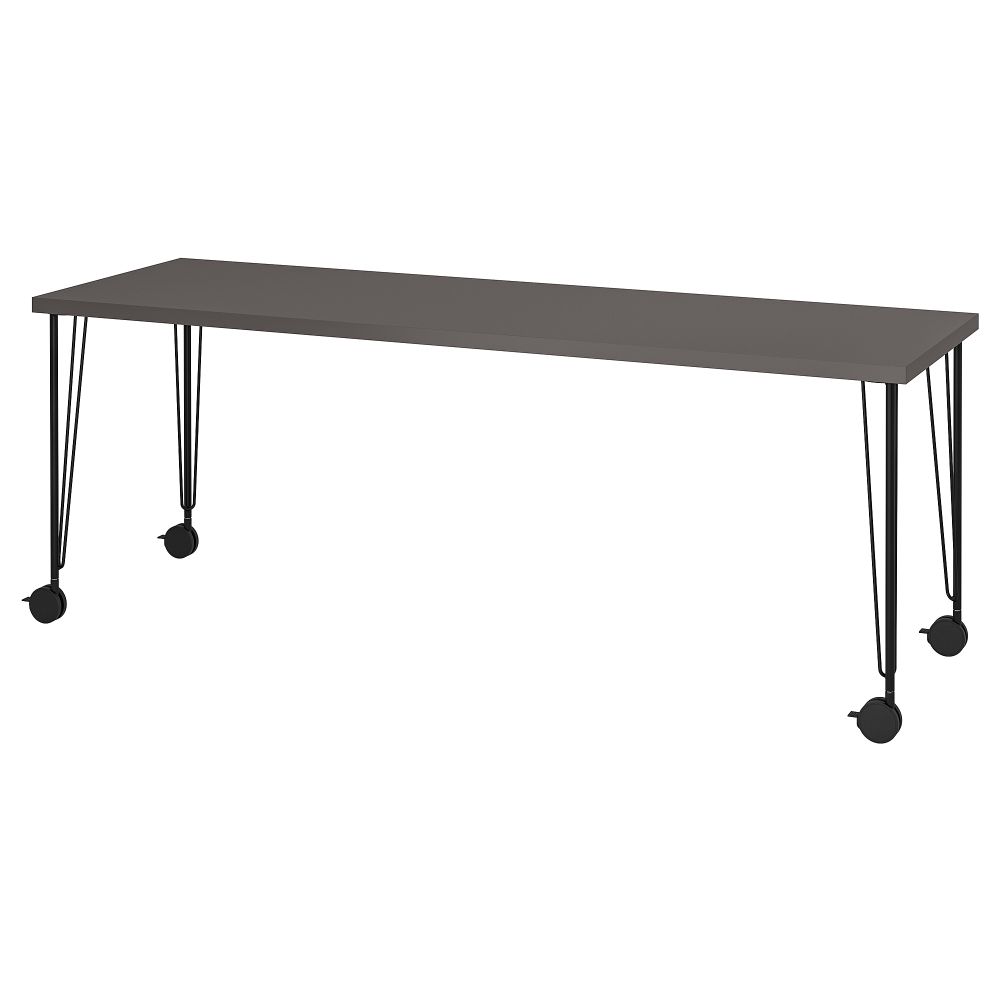 Письменный стол, 200x60 см, темно-серый-черный IKEA KRILLE КРИЛЛЕ, LAGKAPTEN ЛАГКАПТЕН 795.099.86 - фото 1