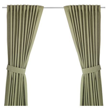 Гардины с прихватом, 1 пара ИНГЕРТ, зеленый (145x300 см)