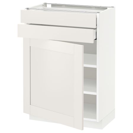 Напольный шкаф с дверцей, 2 ящиками МЕТОД / МАКСИМЕРА, белый, Сэведаль белый
