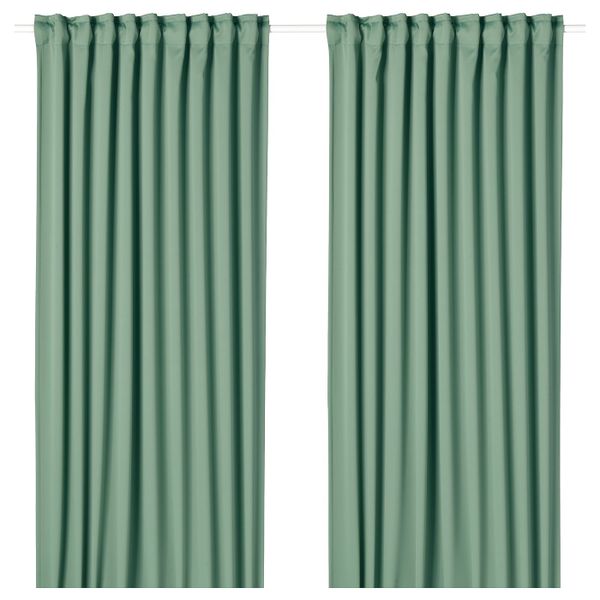 Гардины, блокирующие свет, 2 шт., зеленый 145x300 см IKEA MAJGULL МАЙГУЛЛ 804.178.01 - фото 1