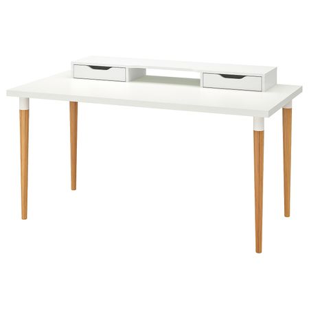 Стол, белый/бамбук 150x75 см IKEA LINNMON ЛИННМОН / HILVER ХИЛВЕР 692.792.69