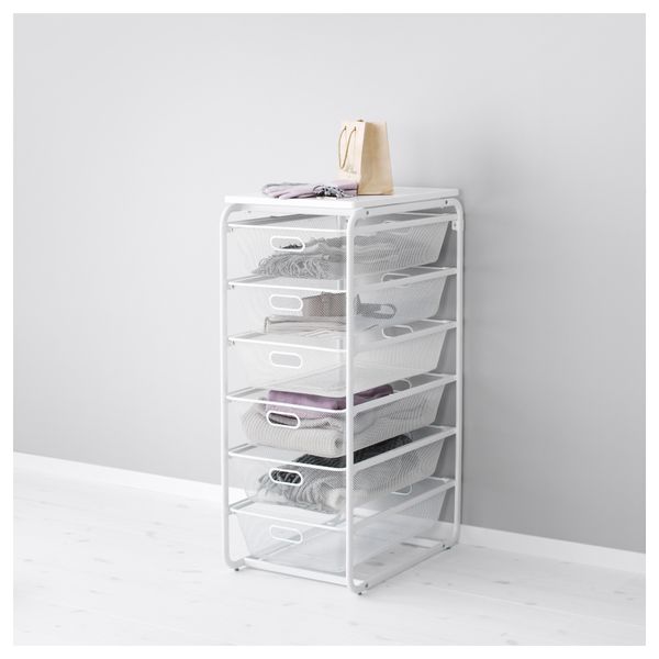 Рама, 6 сетчатых корзин, верхняя полка АЛЬГОТ, белый (41x60x102 см) - фото 1