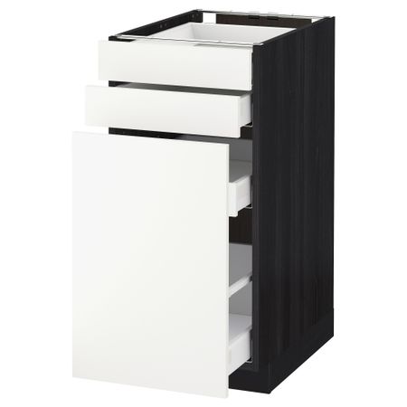 Напольный шкаф с выдвижными модулями, 2 фронтальные панели МЕТОД / МАКСИМЕРА, черный, Хэггеби белый