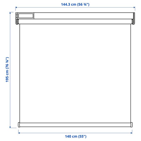 Рулонная штора, 140x195 cm IKEA KADRILJ 804.081.23 - схема-чертеж с размерами
