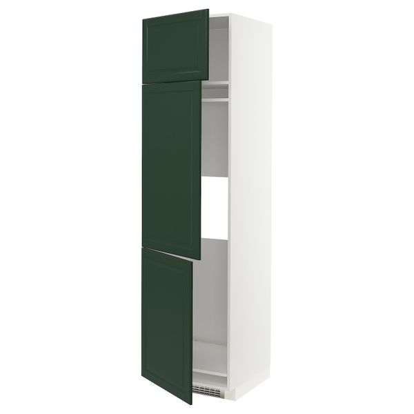 Высокий шкаф для холодильника или морозильника, с 3 дверями, белый/Будбин темно-зеленый 60x60x220 см IKEA METOD МЕТОД 093.054.50 - фото 1