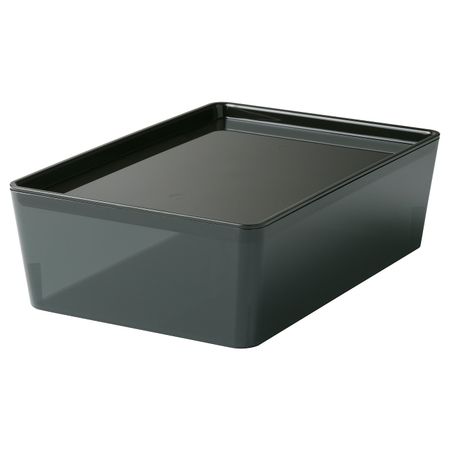Контейнер с крышкой, прозрачный черный 18x26x8 см IKEA KUGGIS КУГГИС 905.140.38