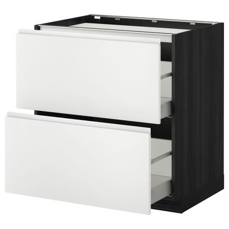Напольный шкаф, 2 фронтальных панели, 3 ящика МЕТОД / МАКСИМЕРА, черный, Нодста белый