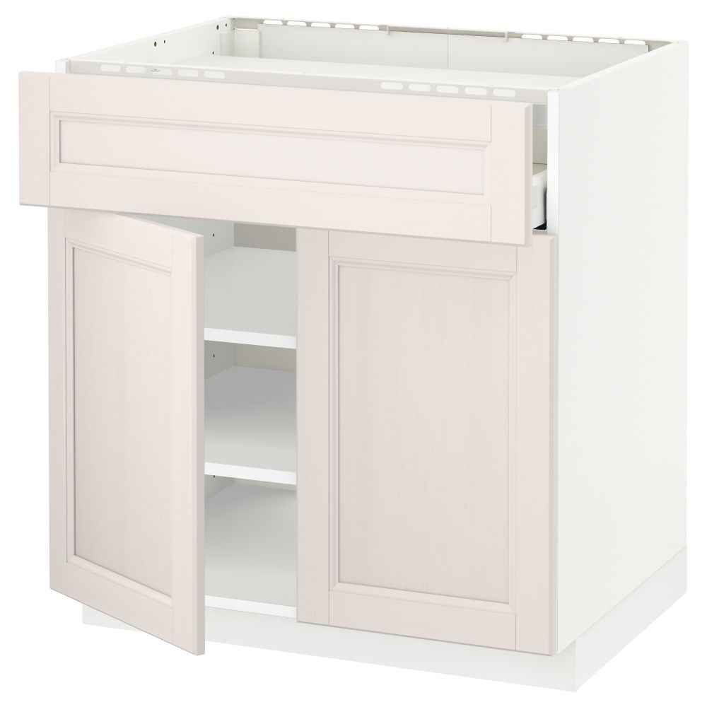 Напольный шкаф для варочной панели, ящик, полка, 2 дверцы МЕТОД / МАКСИМЕРА, белый, Лаксарби белый - схема-чертеж с размерами
