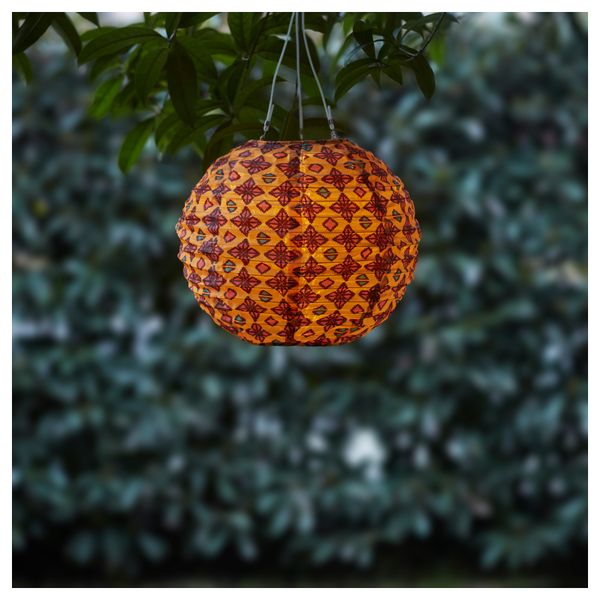 Подвесная светодиодная лампа СОЛВИДЕН, шаровидный оранжевый/красный (30 см) - фото 1