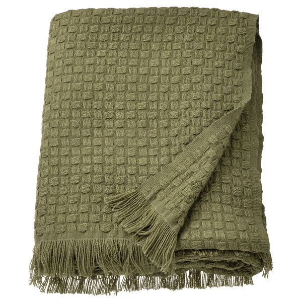 Плед, 130x170 см, зелено-желтый IKEA HORNMAL 905.307.88 - фото 2