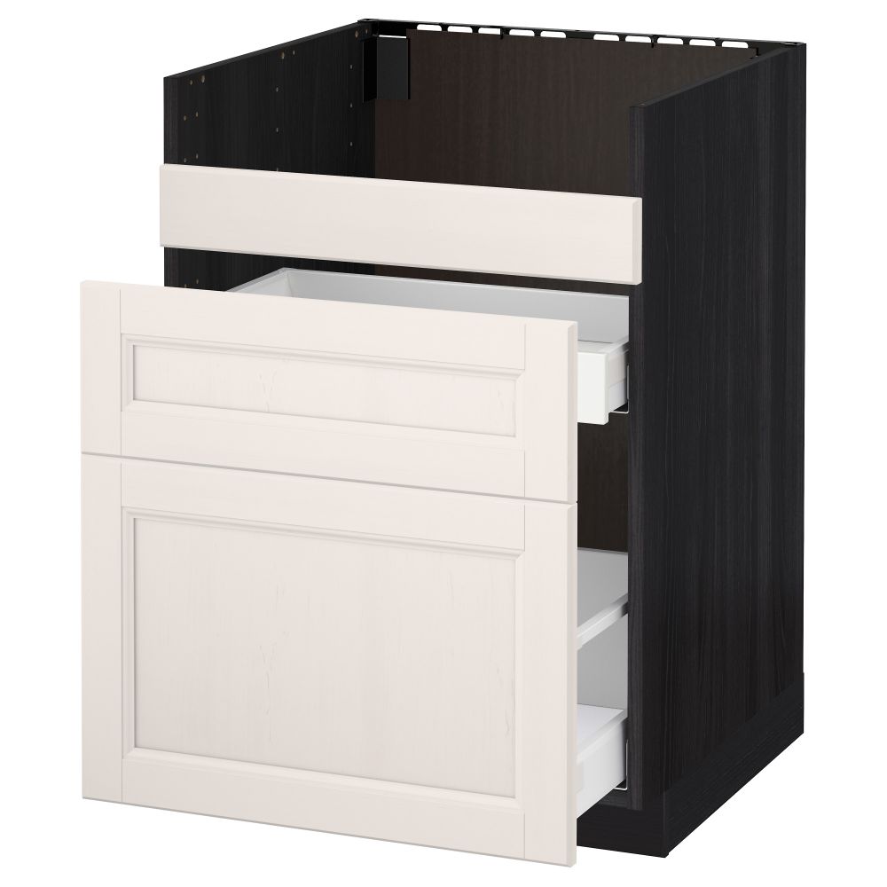 Напольный шкаф под мойку ДУМШЁ, 3 фасада, 2 ящика МЕТОД / МАКСИМЕРА, черный, Лаксарби белый - схема-чертеж с размерами
